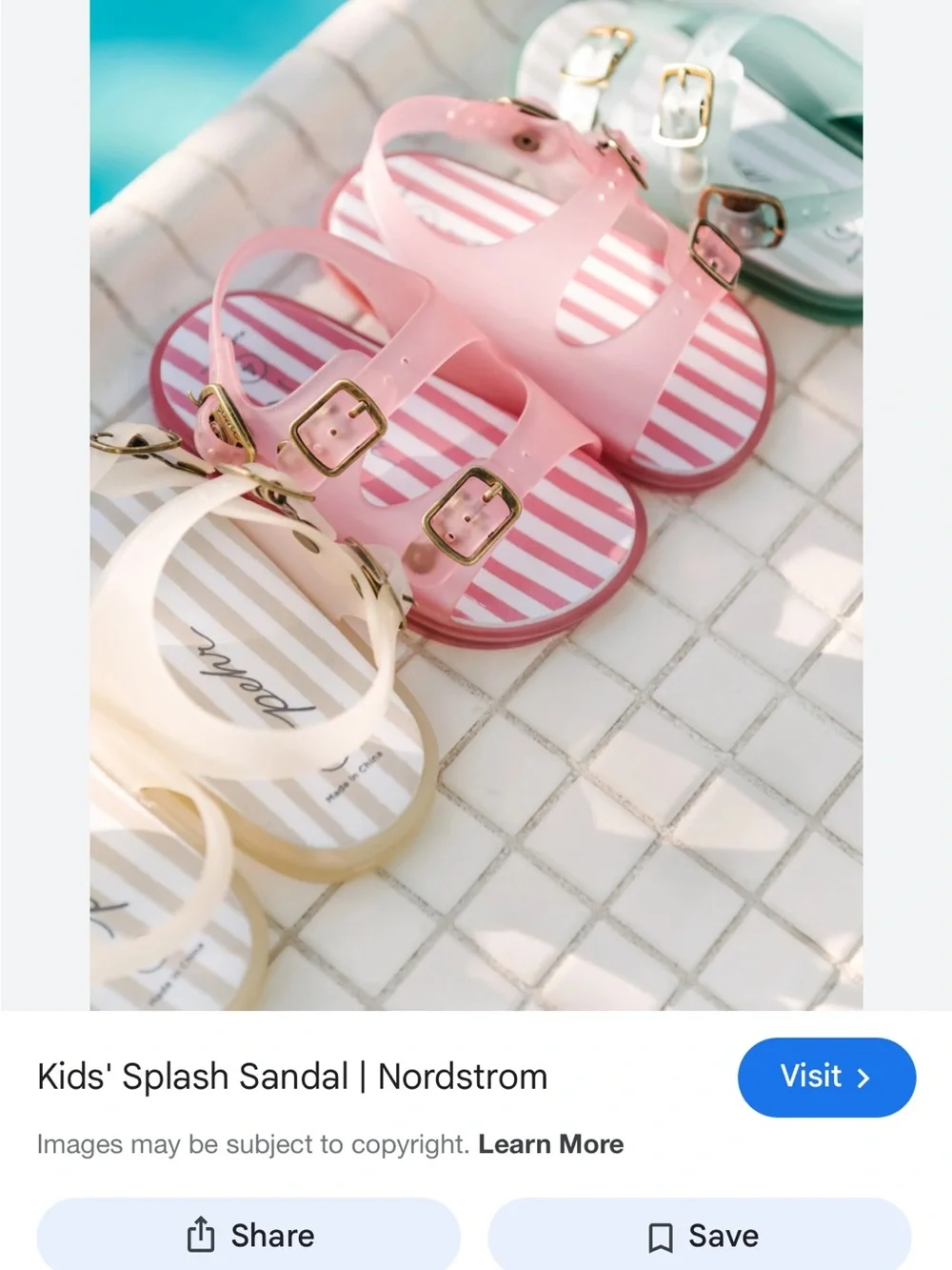 Kids clear Striped Jelly Sandals with Gold Buckles